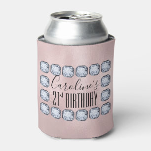 Luxury Glass Texture Rose gold Birthday Can Cooler