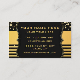 Luxury Glitter Black Gold Frame Professional Chic Business Card