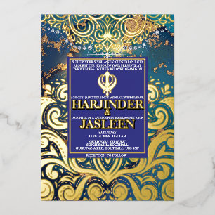 Luxury Glitter Blue Sikh Anand Karaj Indian