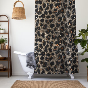Luxury Glitter Brown Black Gold Leopard Pattern
