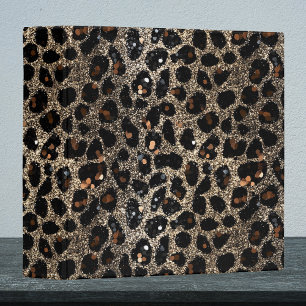 Luxury Glitter Brown Black Gold Leopard Pattern Binder