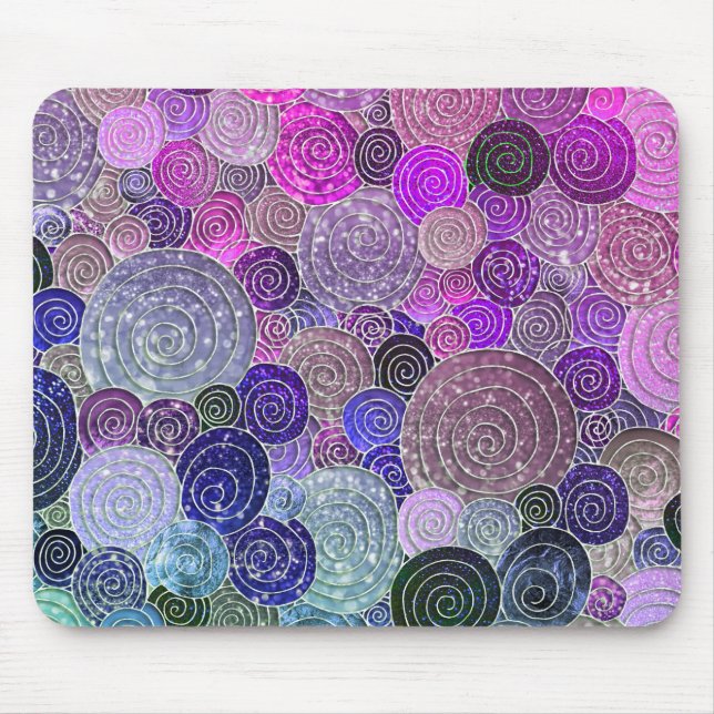 Luxury Glitter Dots and Circles - colourful purple Mouse Pad (Front)