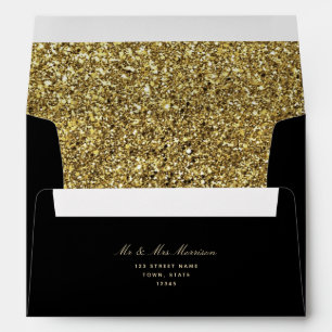 Luxury Glitter Gold Black Envelope