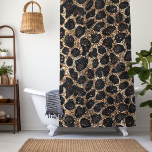 Luxury Glitter Gold Brown Black Leopard Pattern