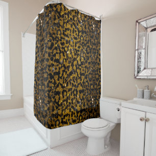 Luxury Glitter Gold Brown Black Leopard Pattern