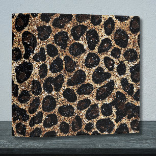 Luxury Glitter Gold Brown Black Leopard Pattern Binder