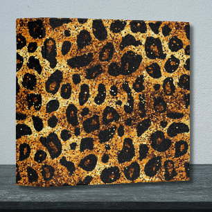 Luxury Glitter Gold Brown Rust Leopard Pattern Binder