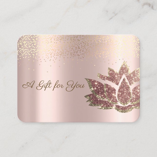 Luxury Glitter Lotus,Confetti,Rose Gold Discount Card (Front)