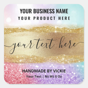 Luxury Glitter Pink Blue Purple Product Labels
