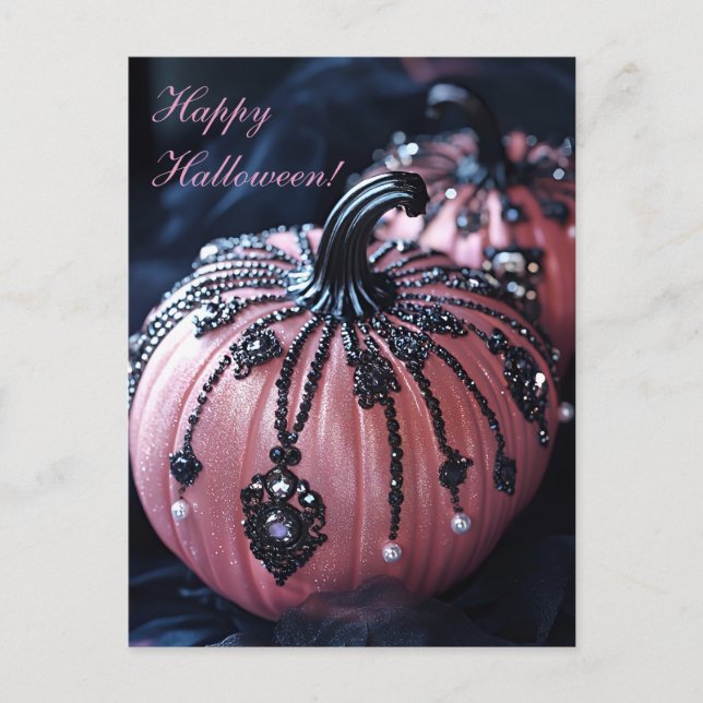 Luxury Glitter Pumpkins Halloween Greeting Card (Front)