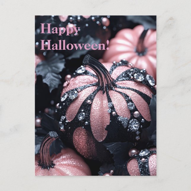 Luxury Glitter Pumpkins Halloween Greeting Card (Front)