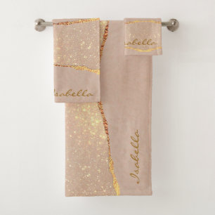 Luxury Glitter Rose Gold Customize Bath Towel Set