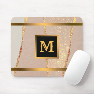 Luxury Glitter Rose Gold Monogrammed Mouse Pad