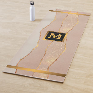 Luxury Glitter Rose Gold Monogrammed Yoga Mat