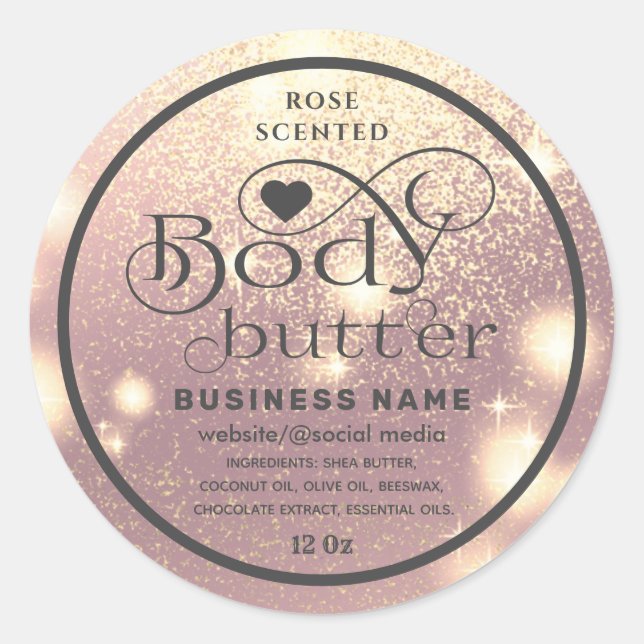 Luxury Glittery script  body butter label (Front)