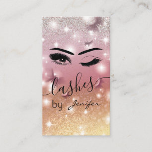 Luxury glittery sparkling butterfly lashes wink business card