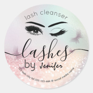 Luxury glittery wink lash extension lash cleasner  classic round sticker