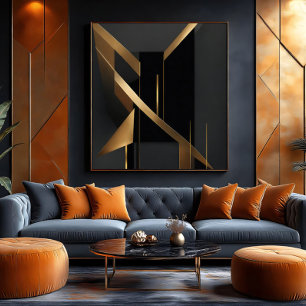 Luxury Gold Abstract Geometric Architecture Canvas Print