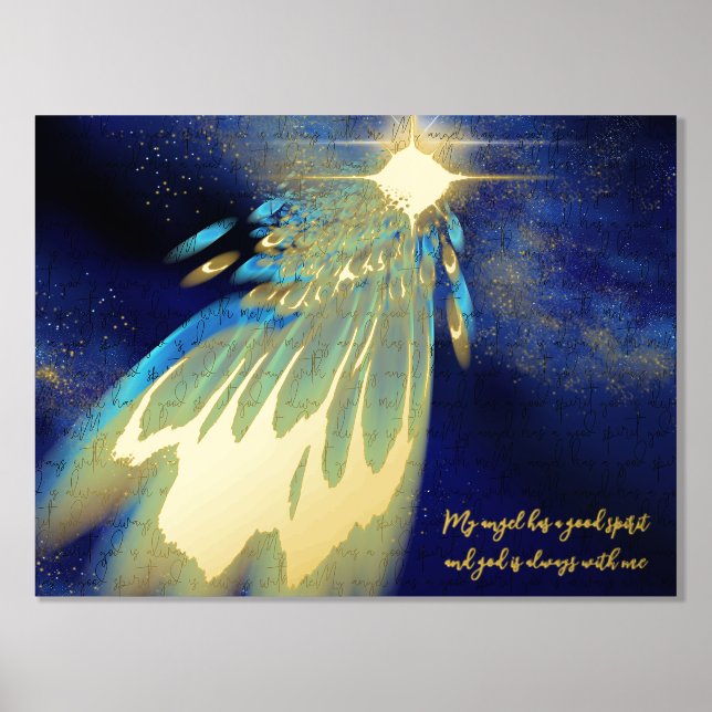 luxury gold abstract gods angel quote foil prints (Front)