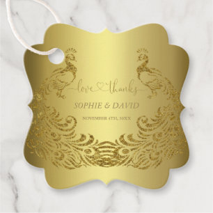Luxury Gold Abstract Peacock Wedding Favour Tags