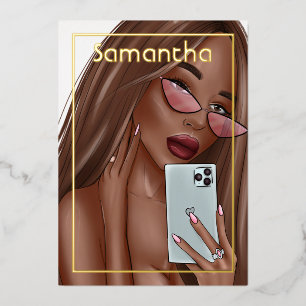 Luxury Gold African American Woman Birthday