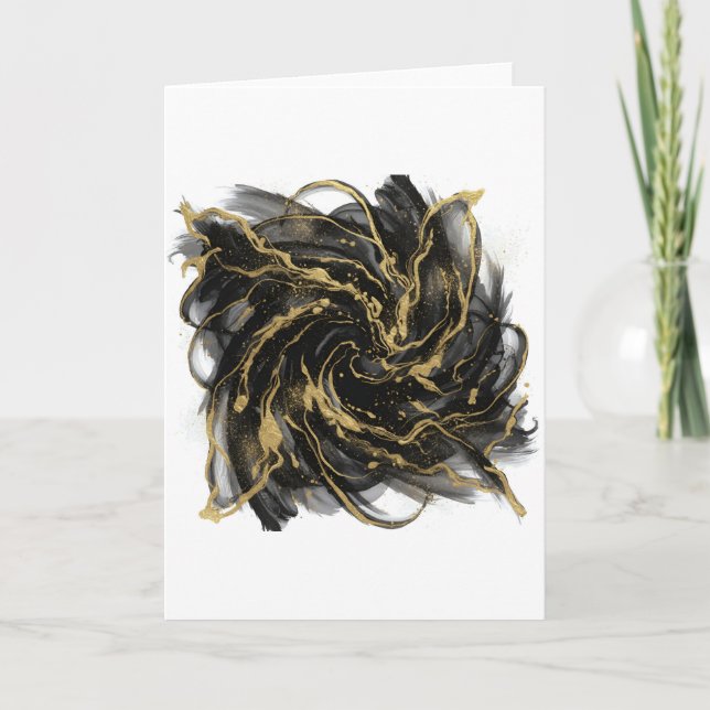 Luxury Gold and Black Abstract Marble  Card (Front)