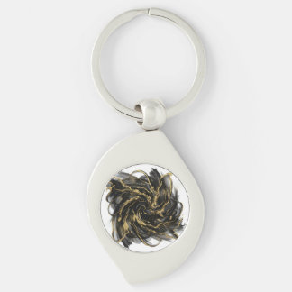 Luxury Gold and Black Abstract Marble Ink Flow Keychain
