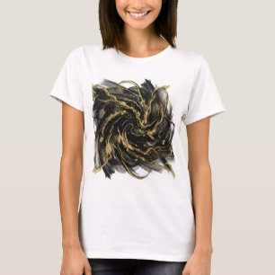 Luxury Gold and Black Abstract Marble Ink Flow T-Shirt