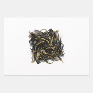 Luxury Gold and Black Abstract Marble Ink Flow Wrapping Paper Sheet