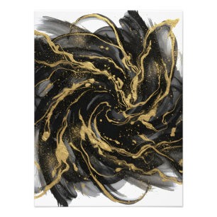 Luxury Gold and Black Abstract Marble  Photo Print