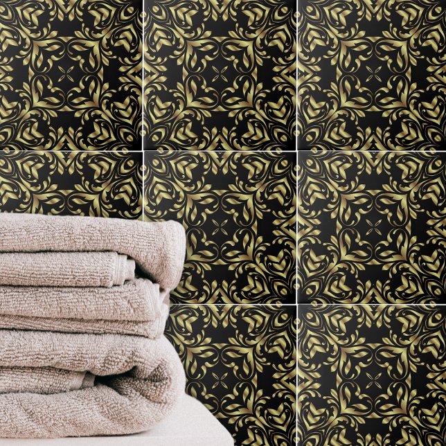 Luxury Gold And Black Elegant Fancy Baroque Border Tile (Creator Uploaded)