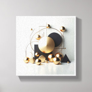 Luxury Gold and Black Geometric Abstract - Modern  Canvas Print