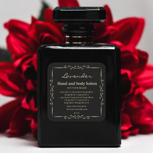Luxury gold and black ingredients product label