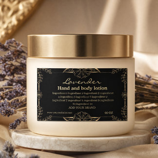 Luxury gold and black ingredients sticker