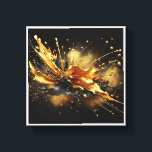 Luxury Gold and Black Liquid Splash - Dynamic High Canvas Print<br><div class="desc">A high-energy abstract composition featuring a dramatic explosion of molten gold and glossy black liquid paint. The design is accented by shimmering gold dust and floating metallic spheres, creating a sense of powerful, frozen motion against a solid black background. Perfect for modern living rooms, creative studios, or as a bold...</div>