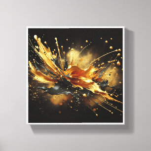 Luxury Gold and Black Liquid Splash - Dynamic High Canvas Print
