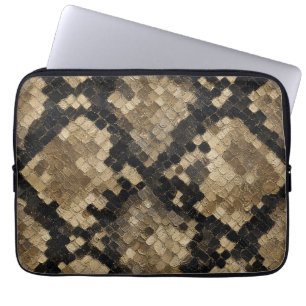 Luxury Gold and Black Snake Skin Pattern Laptop Sleeve