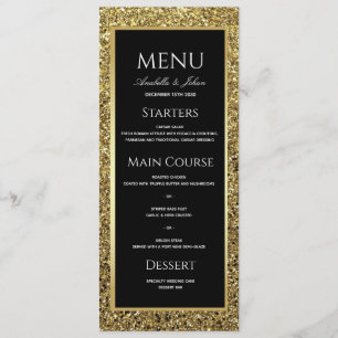 Luxury Gold and Black Wedding Menu