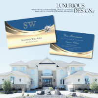 Luxury Gold and Blue with Monogram Sparkle Diamond
