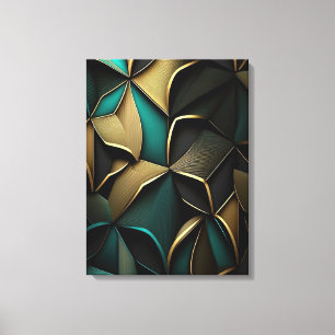 Luxury gold and emerald abstract pattern canvas print