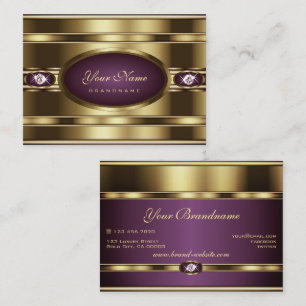 Luxury Gold and Purple Colours with Faux Gemstones Business Card
