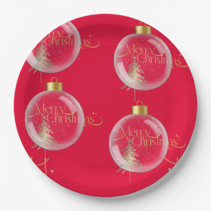 Luxury Gold and Red Christmas Paper Plate