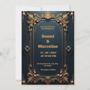 Luxury Gold and Silver Wedding Invitation