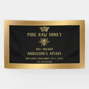 Luxury gold apiary crown honey bee banner