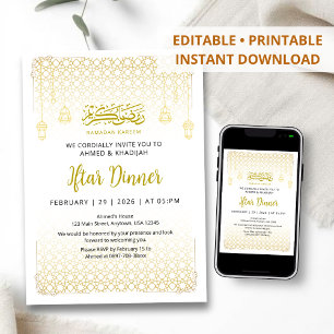 Luxury Gold Arabesque Pattern Iftar Invitation