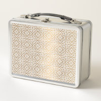 Luxury Gold Arabic Geometric Pattern Metal Lunch 