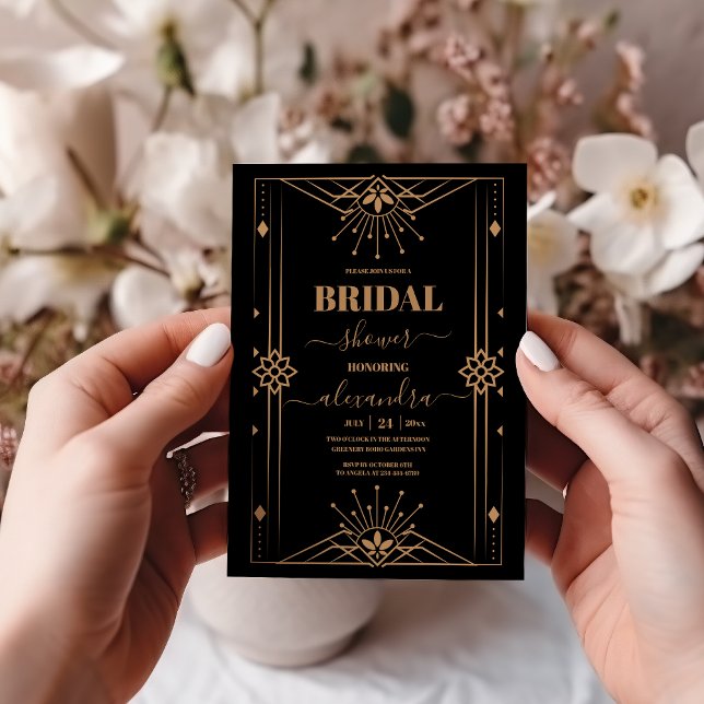 Luxury Gold Art Deco Great 1920s Bridal Shower Invitation (Creator Uploaded)