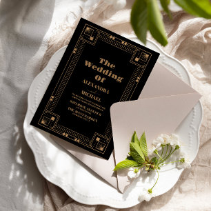 Luxury Gold Art Deco Great 1920s Wedding Invitation