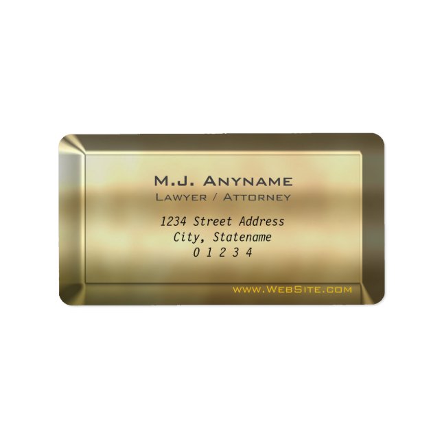 Luxury gold bar effect Lawyer / Attorney design Label (Front)