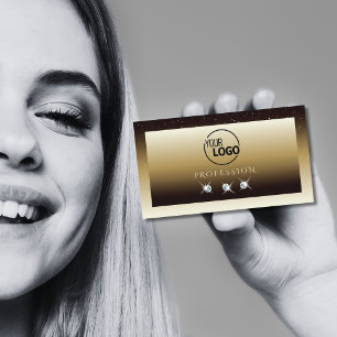 Luxury Gold Beige Ombre Sparkle Diamonds Add Logo Business Card